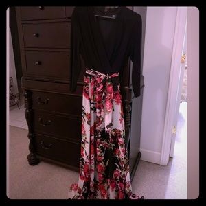 Elegant floral maxi long sleeve dress sz 12